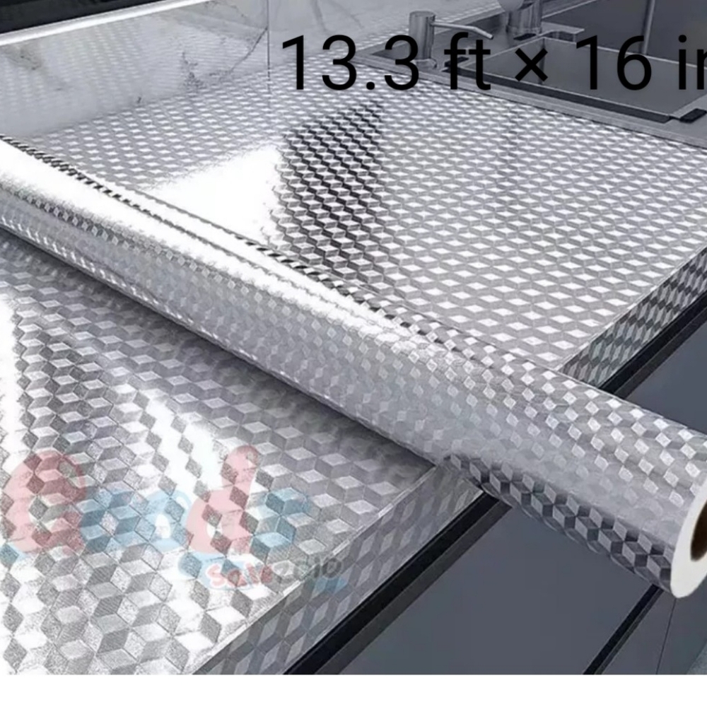 13.3 feet Waterproof Oil proof wallpaper Kitchen Self Adhesive Aluminum Foil Wal
